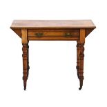 A late 19th/early 20th century writing/console table with a single frieze drawer on turned supports