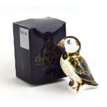 A Royal Crown Derby paperweight modelled as a puffin, gold stopper,