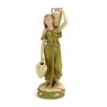 A Royal Dux figure modelled as a female water carrier, 2296, h.