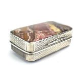 A Victorian silver mounted agate snuff box of rectangular form, maker IT, Birmingham 1860, w.