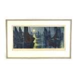 20th Century School, Sailing boats at harbour, indistinctly signed and numbered 4/250, aquatint,