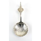 A Dutch metalware caddy spoon,