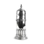 A late Victorian silver sifter of columnar form decorated in the Neo-Classical manner and with