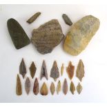 A collection of sixteen flint arrowheads, max l. 6.