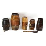 A group of five various miniature bound barrels