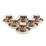 A Royal Crown Derby six-sitting teaset decorated in the Imari palette