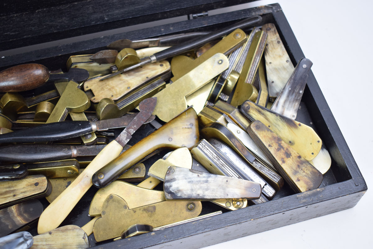 A black case containing an extensive group of 19th century phlebotomy blood letting tools, - Image 2 of 4