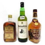 3 bottles, 1x Grant's Royal 12 year old Scotch Whisky circa 1970s 26 2/3 fl oz 75.