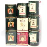 9 Bell's Christmas Bell Decanters with Cartons/Boxes for 1989(2 off) & 1990 43% 75cl plus 1991,1993,