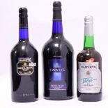 3 bottles, 1x Harvey's Bristol Cream Sherry 17.5% 1.