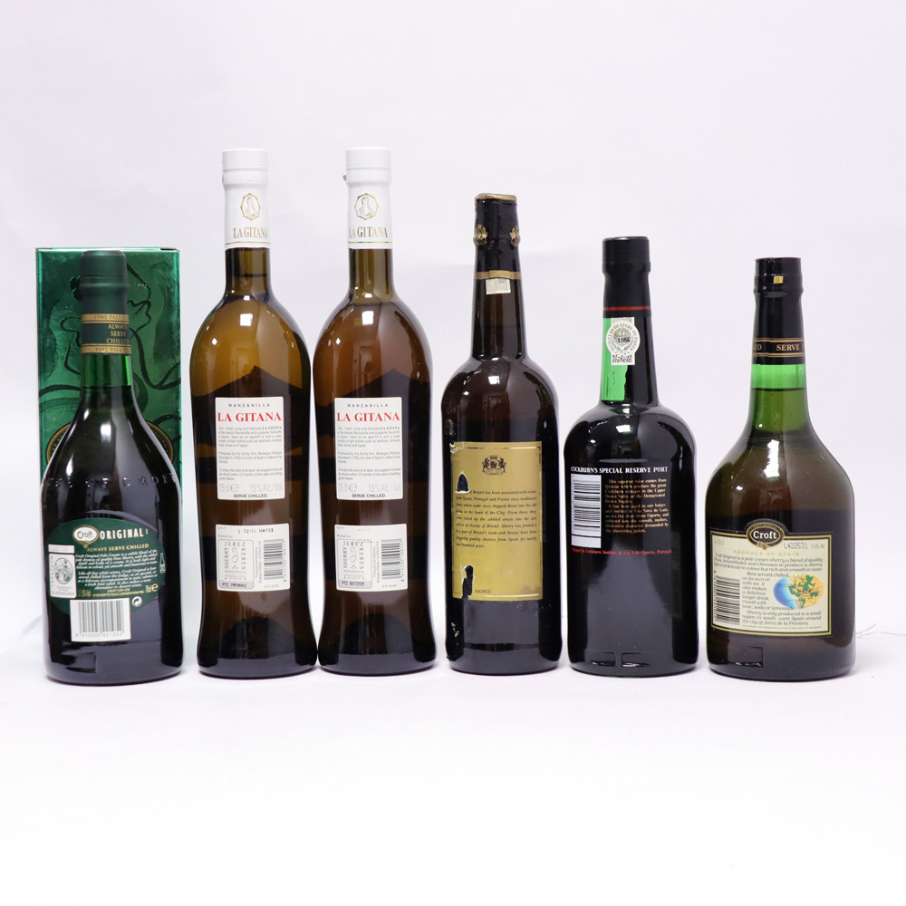 6 bottles, 1x Cockburn's Special Reserve Port, 2x Croft Original Pale Cream Sherry, - Image 2 of 2