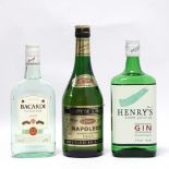 3 bottles, 1x Henry's No1 London Special Dry Gin 37.