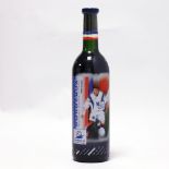 A bottle of Les Caves de Landiras 1997 Bordeaux to Celebrate the France 98 Football World Cup