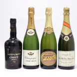4 bottles, 1x Delamotte Pere & Fils Brut Champagne, 1x Andre Simon Brut Champagne,
