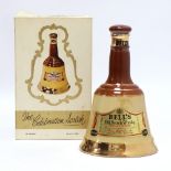 An old Bell's Celebration Scotch Whisky Bell with box circa 1960's 70 proof 13 1/3 fl oz