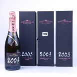 3 boxed bottles of Moet & Chandon Brut Rose Grand Vintage 2008 Champagne