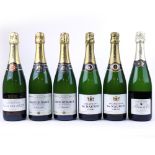 6 bottles of Champagne, 1x Palmer & Co Brut Reserve, 2x De Nauroy "carte blanche" Brut Reserve,