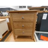 Oak 3 drawer bedside unit