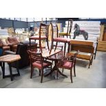 Meredew mahogany extending dining table and 6 chairs (incl. 2 carvers)