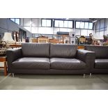 Contemporary Italian 3 seater brown leather 'Avenue' sofa designed by Giulio Marelli