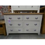 Large cream painted oak sideboard with 6 drawers (5)