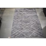 Modern grey shag pile carpet with diamond decoration, approx. 160cm x 210cm