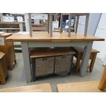 Grey painted oak extending dining table (10)