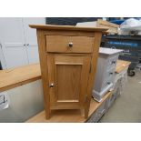 Oak single door cupboard with drawer (57)
