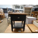 Blue painted oak lamp table with single drawer (36)