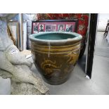 Large oriental style planter with dragon decoration