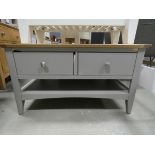 Grey painted oak coffee table with 4 drawers and shelf under (38)