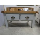Blue painted oak coffee table with 4 drawers (2)