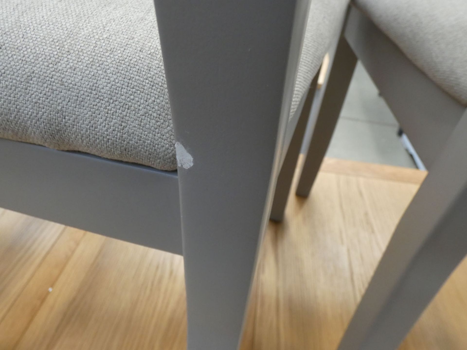 4 grey painted dining chairs with cloth seat pads (50) - Image 13 of 14