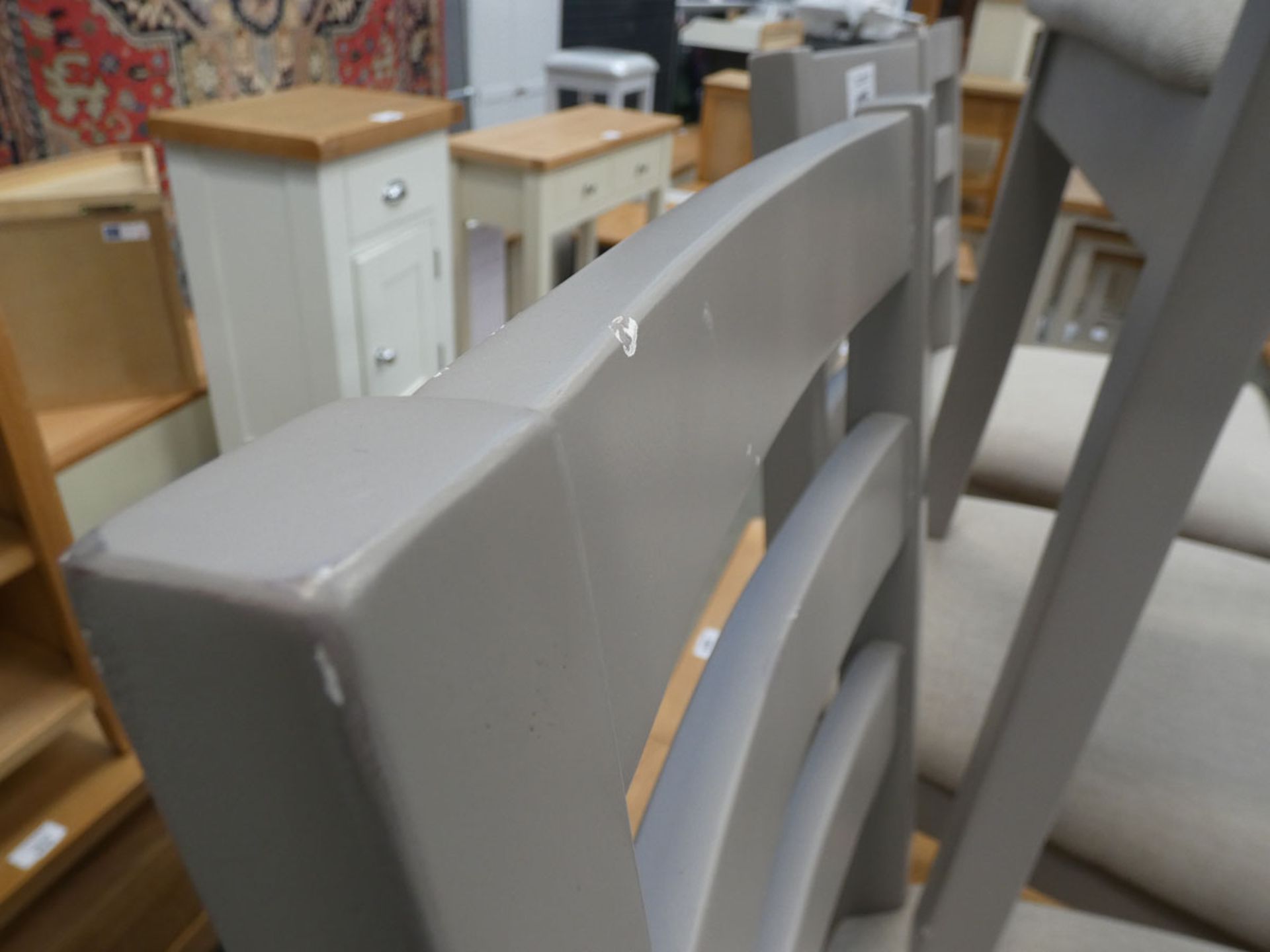 4 grey painted dining chairs with cloth seat pads (50) - Image 11 of 14