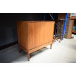 1970s teak tambour fronted cabinet