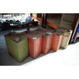 5 vintage petrol cans (af)