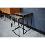 Nest of 2 square silver topped tables