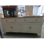 Cream painted oak sideboard with 2 large drawers and 2 pairs of cupboards under (48)