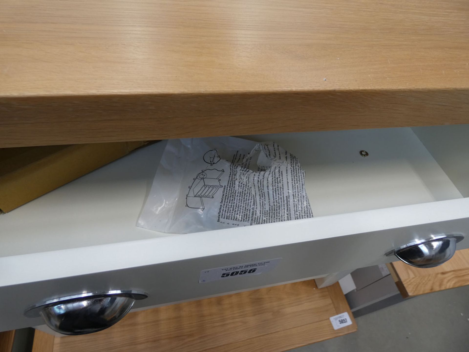 White painted oak hall table with single drawer and shelf under (17) - Image 2 of 5