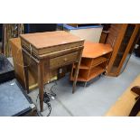 Teak cased sewing machine and similar bathroom mirror (AF)