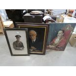 Oil on canvas of a mayor of town by Stanley Orchart, togetherwith a framed oil on canvas of a