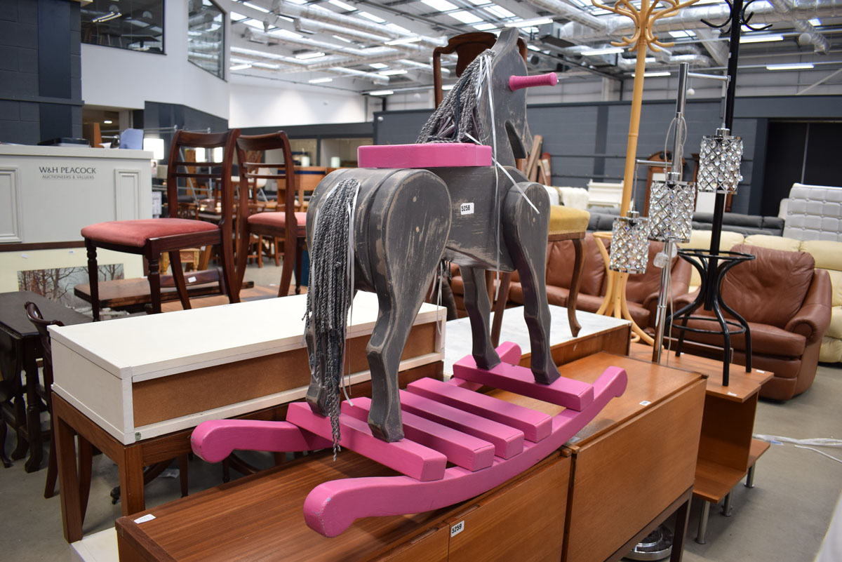 5046 Pink and grey painted rocking horse