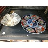 An Imari style platter, plus a florally decorated Chinese bowl