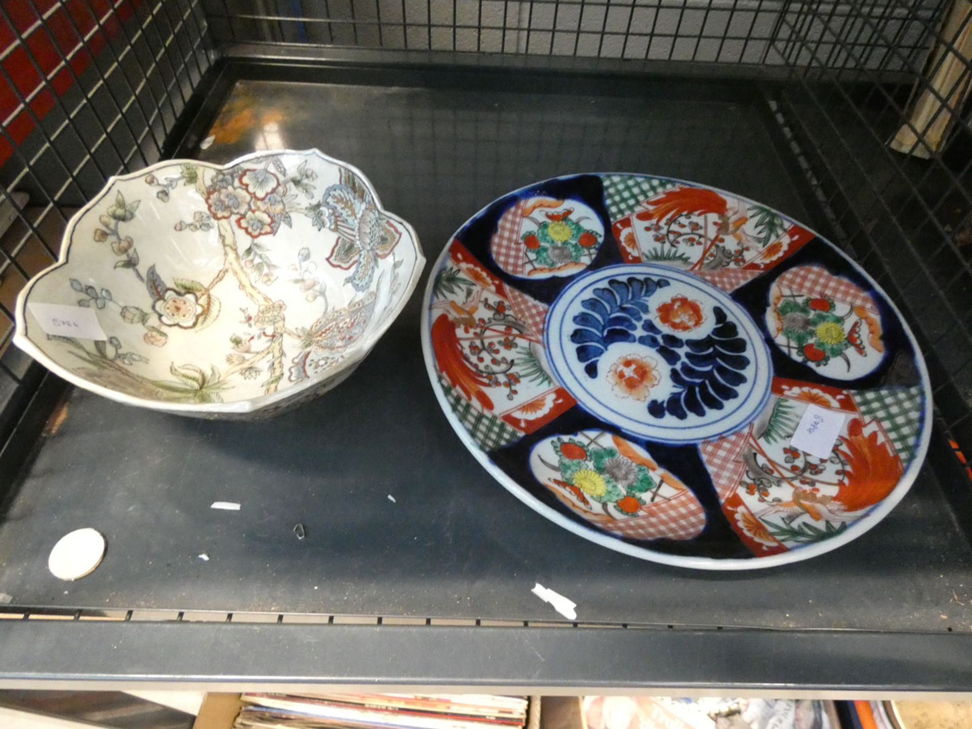 An Imari style platter, plus a florally decorated Chinese bowl