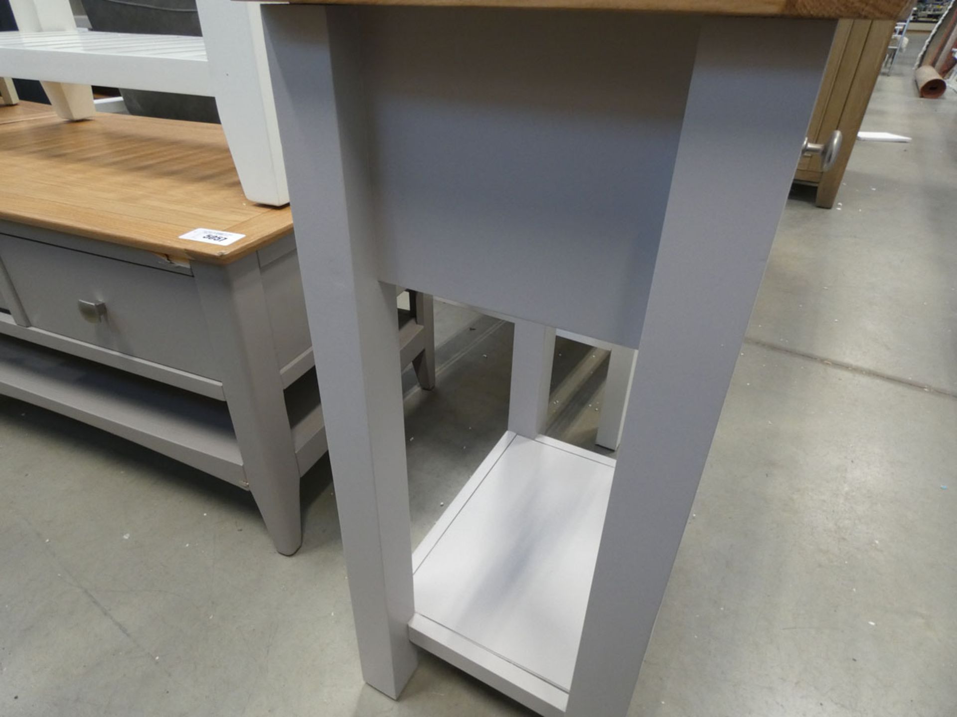 Grey painted oak tall lamp / telephone table (33) - Image 4 of 5