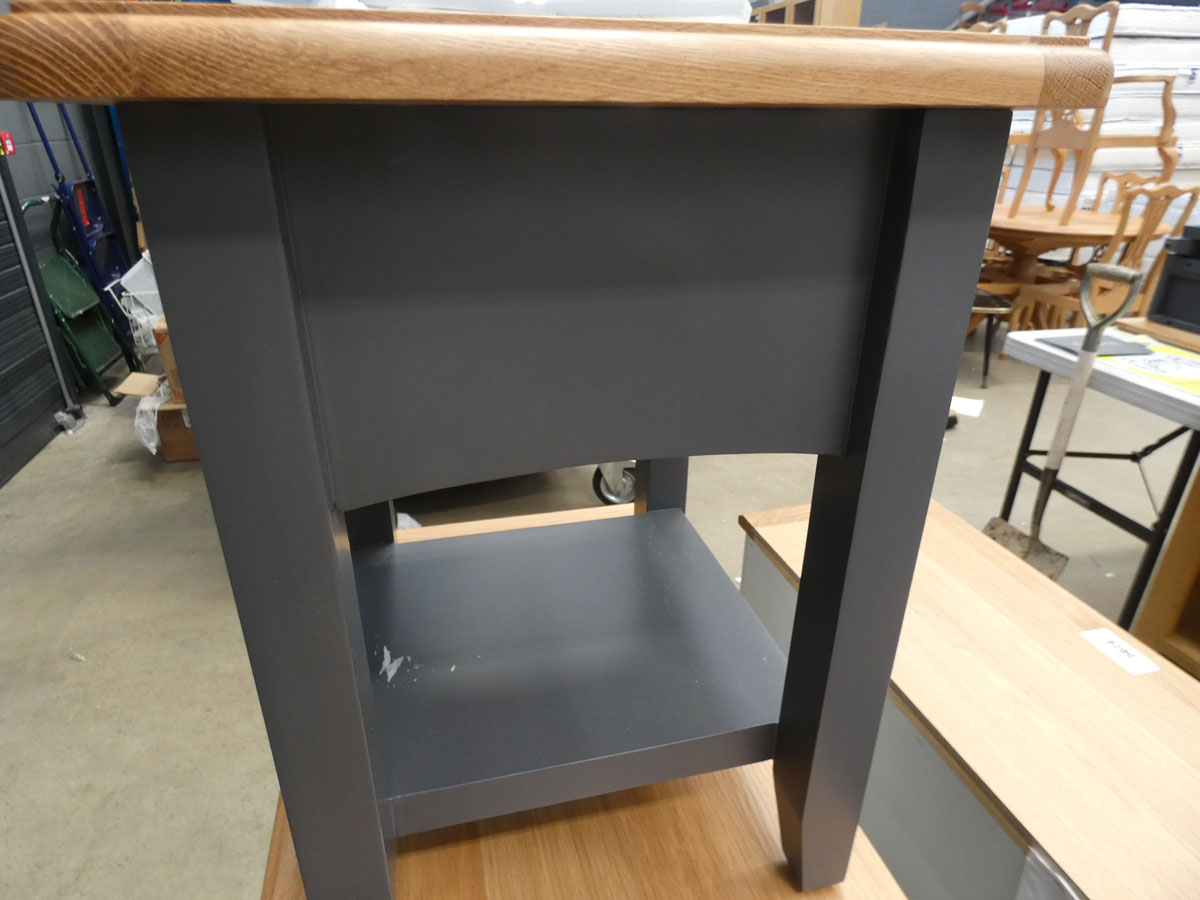 Blue painted oak lamp table with single drawer (36) - Image 3 of 4