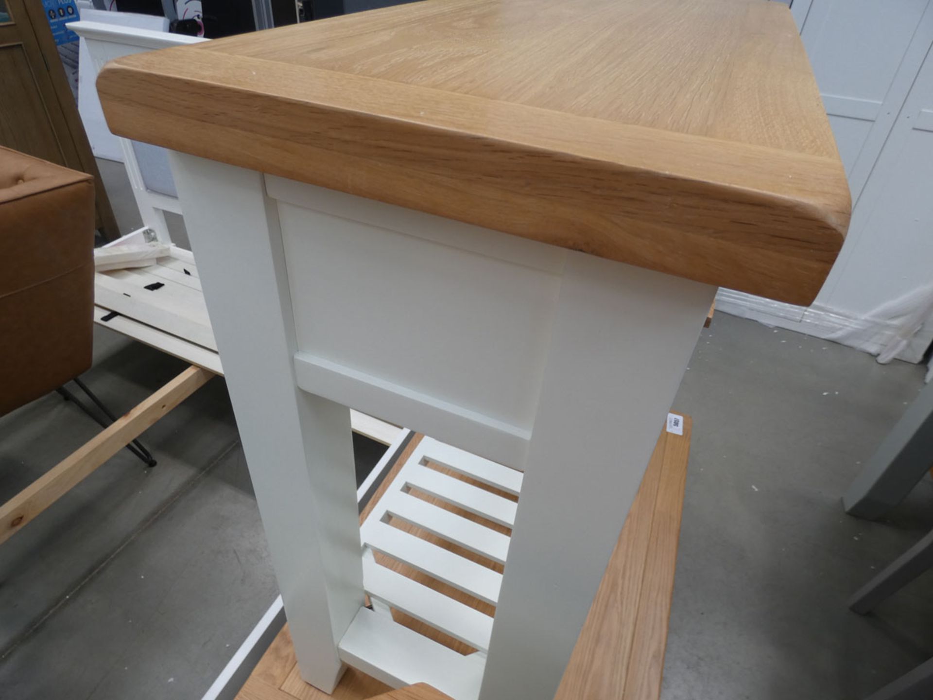 White painted oak hall table with single drawer and shelf under (17) - Image 3 of 5