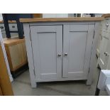 Blue painted oak 2 door cupboard (1)