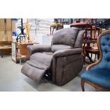 Brown leather finish electric reclining chair (AF)