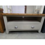 Grey painted oak TV audio cabinet with large single drawer under (55)